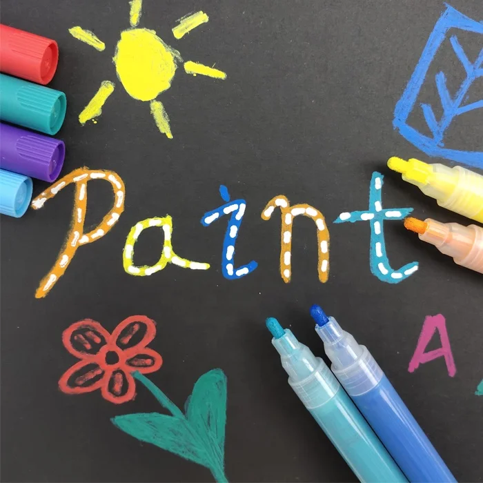 Custom 12 Colors DIY Painting Permanent Waterproof Fine Tip Acrylic Paint Marker Pen Set