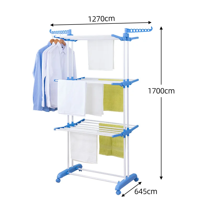 Production Line Vertical Free Floor Standing Clothes Drying Rack