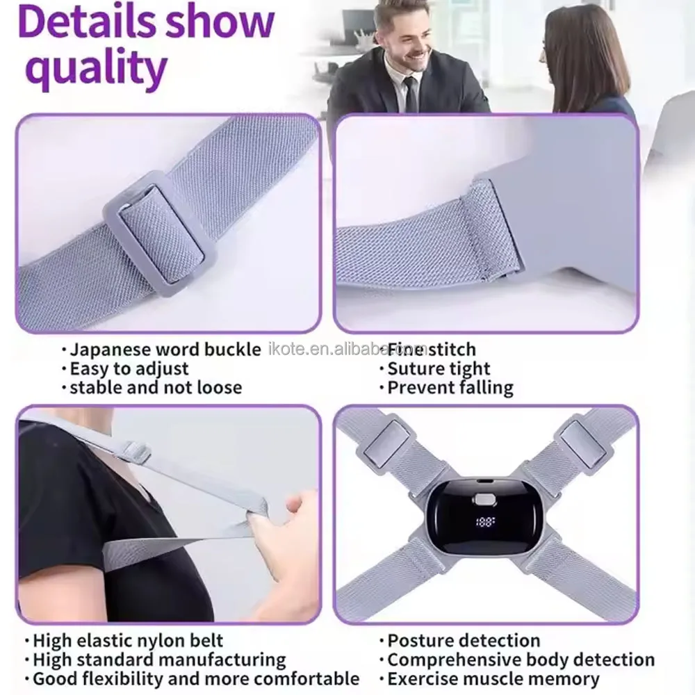 New LCD Smart Sensing Shoulder Back Straightener Support Vibration Reminder Sitting Posture Corrector