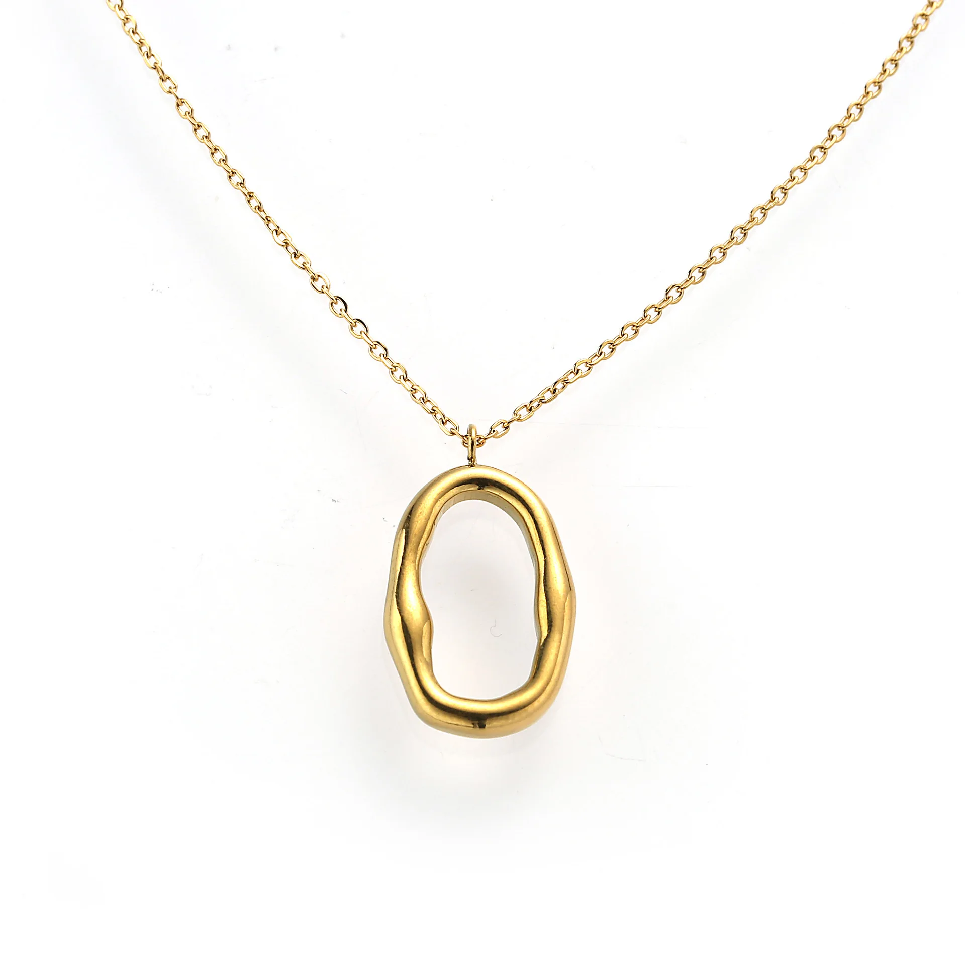 Korean Couple Initial 18k Gold Plated Irregular Geometric Pendant Dainty 316l Stainless Steel Necklace