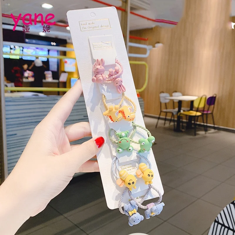 10pcs hair accessories packaging card kids quicksand and animal rubber band elastic hair head band