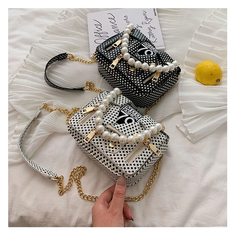 2020 Motorcycle style Wave point pearl handle lady purse hand bag leather purse jacket woman shape bag