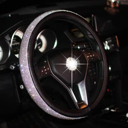 RTS Bling Bling Rhinestones Crystal Car Steering Wheel Cover PU Leather Steering-wheel Covers Auto Accessories Case