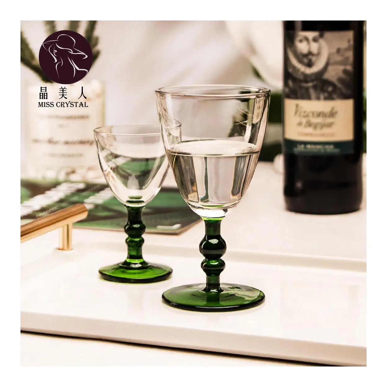 60/150ml Lead Free Retro Double Bead Rod Goblet Red Wine Glass Bantam Glass Household Champagne Glass