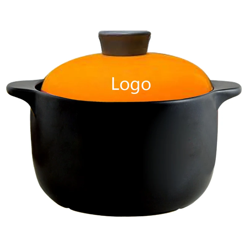 LFGB Factory Wholesale Customized Logo Stone Pot Cookware Ceramic Clay Pot with Cover Vegetable Ceramic Cookware
