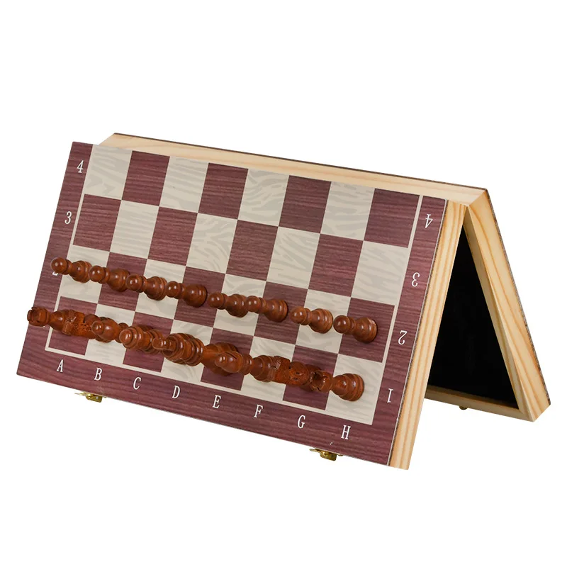 Wholesales Portable Folding Chessboard Beginner Children Chess Pieces Solid Wood Foldable Magnetic Chess Board Set