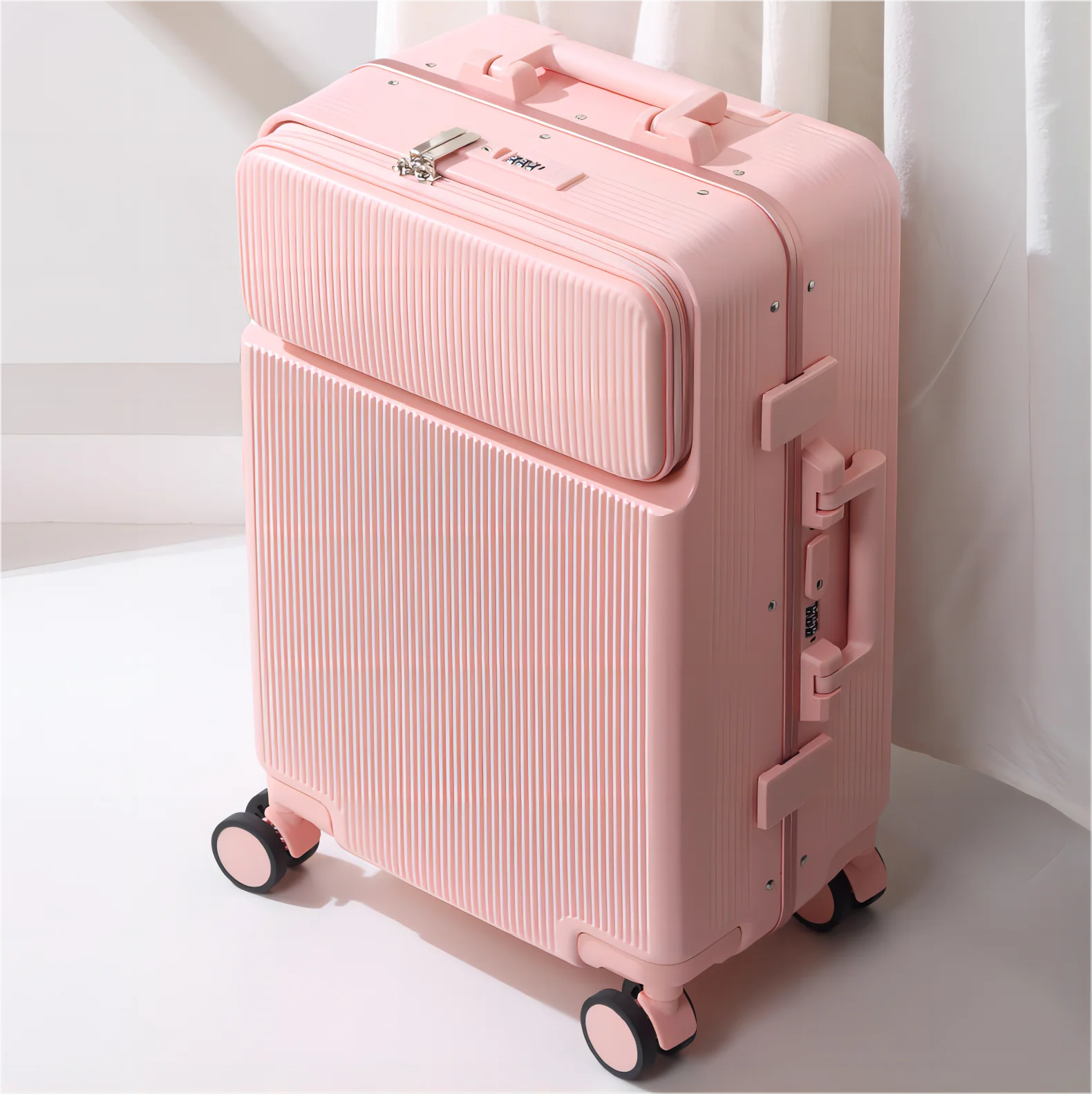 Multifunctional Luggage with front pocket Lightweight Hard side Suitcase Travel Luggage And Cup Holder Aluminum frame with TSA