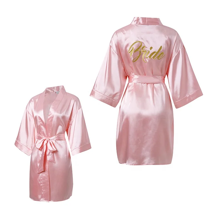 Personalized Satin silk Bride party Robe women custom wedding date bride kimono Peignoir bridesmaid bridal robes