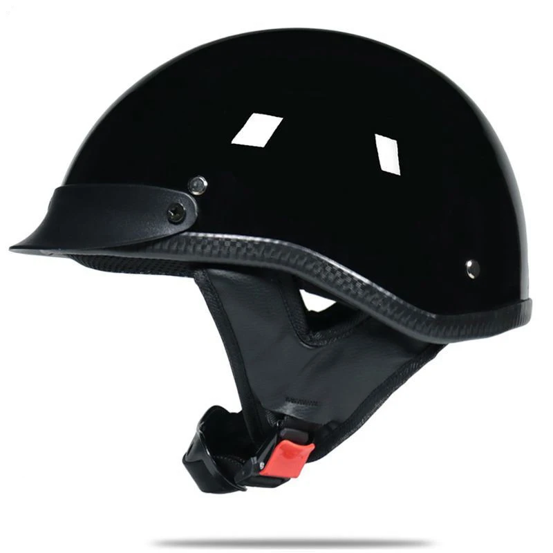 Half Helmet Retro Motorcycle Motor Open Face Helmet Black  M-2XL