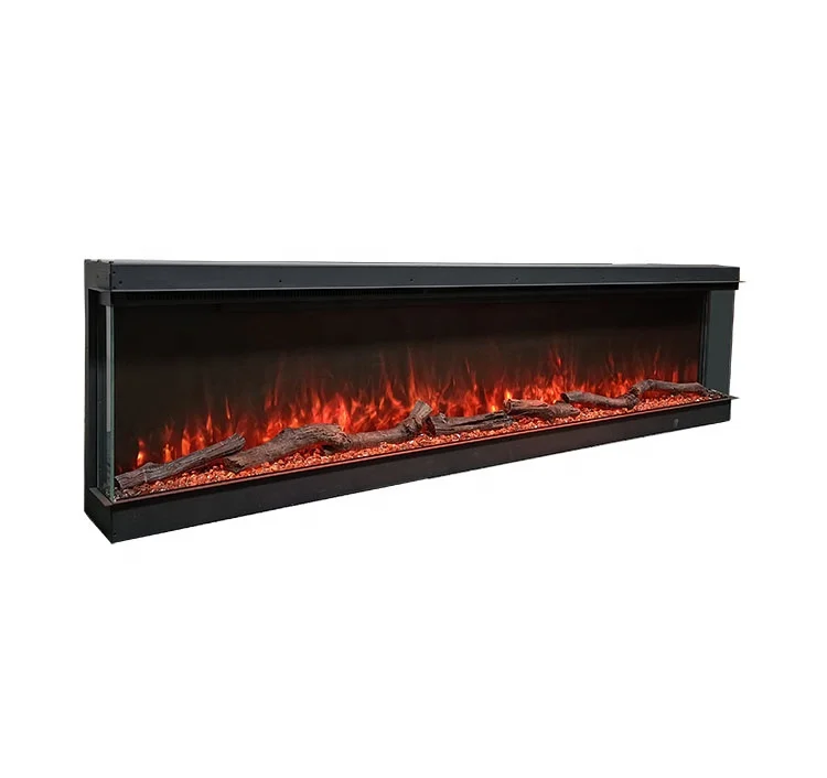 Hot Sales 3 Sided Electric Fireplaces 3D LED Flames Realistic Logs Built In Electric Fires 72inch
