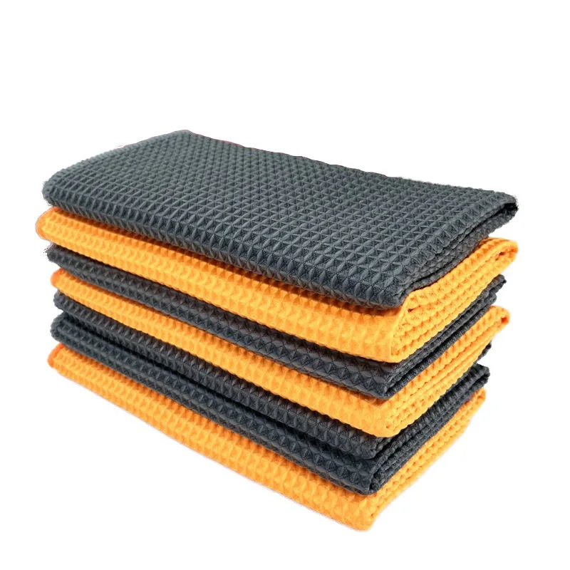 Car Wash Towel Glass Cleaning Water Drying Microfiber Window Clean Wipe Auto Detailing Waffle Weave for Kitchen Bath 40*40cm