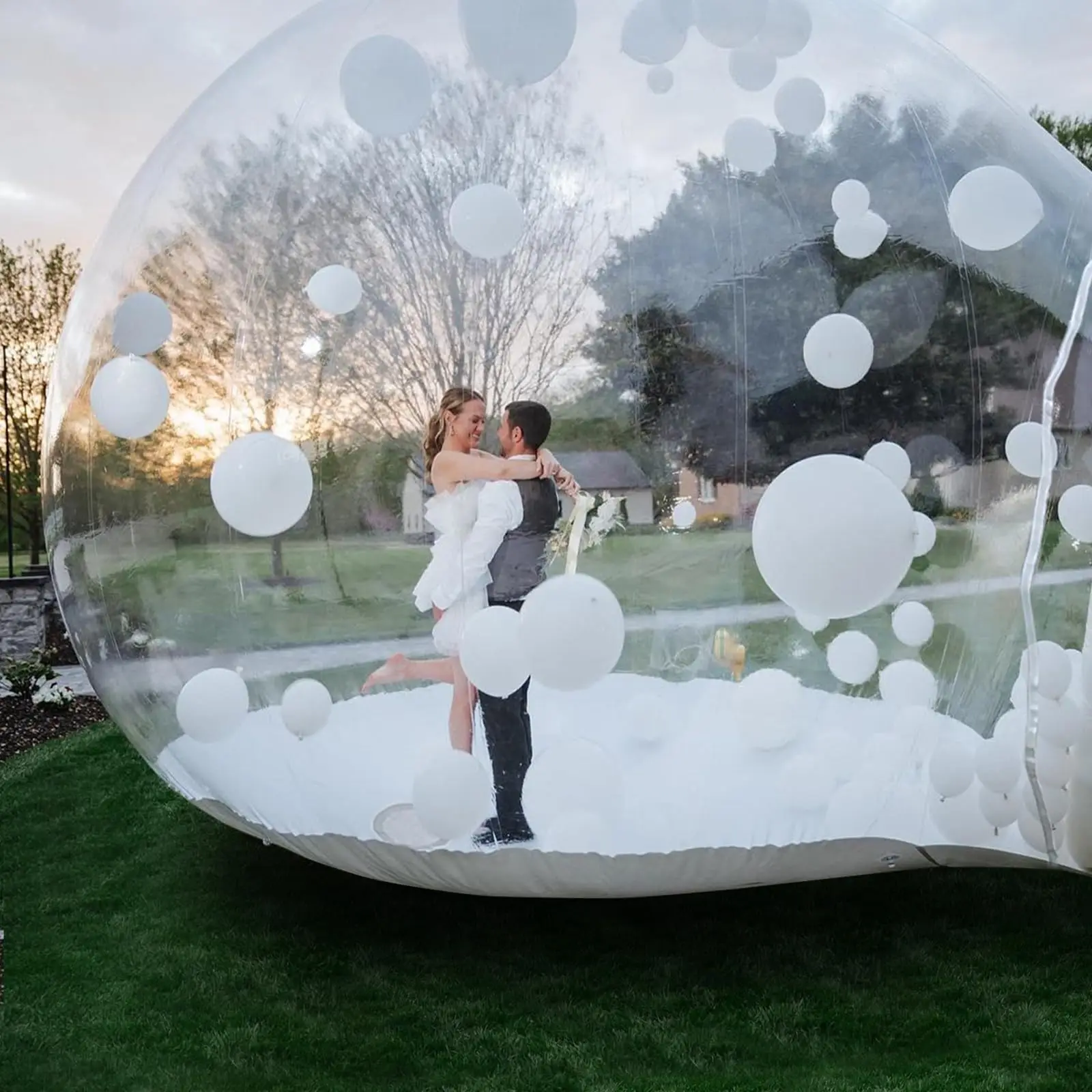 Limited-Time Promotion 10ft Waterproof PVC Inflatable Bubble House Transparent Fun House with LED Lamp Blower for Parties Events