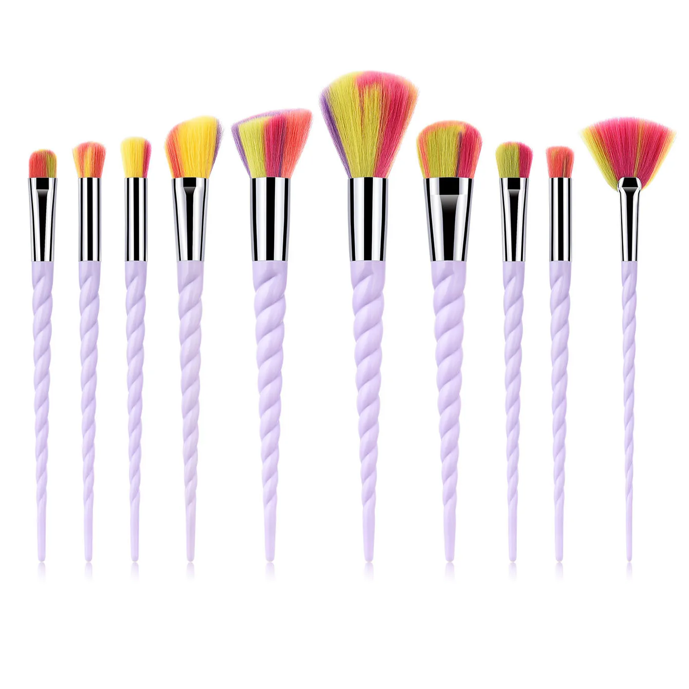 Wholesale of 5/7/10 multi-color thread makeup brush sets with our own brand makeup brushes