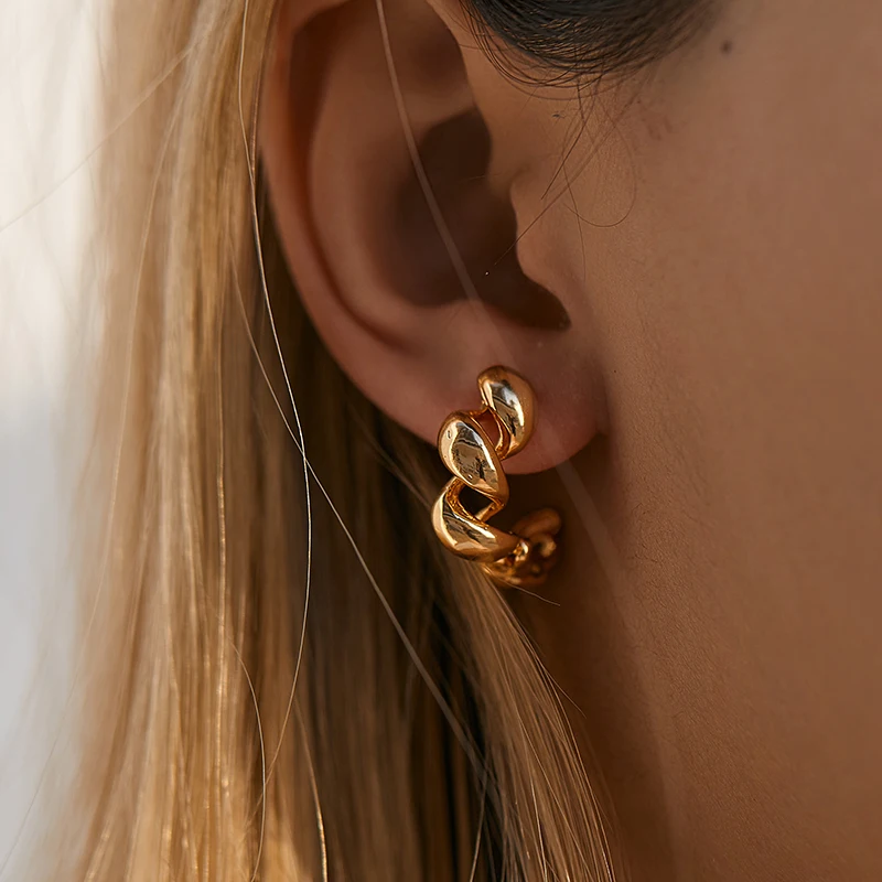 Круглые серьги из латуни, 18 карат