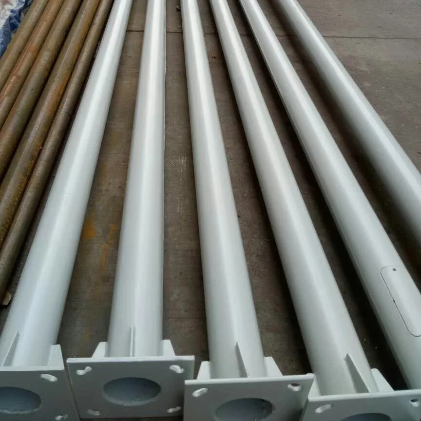 Sea Shipping Customized Hot Dip Galvanized Solar Street Light Poles 5m 8m 10m Powder Coated Carbon Steel Q235 Poles For Road