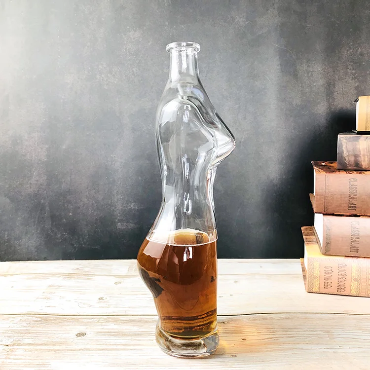 Woman Shape 750ml Glass Rum Wine Bottle for Liquor