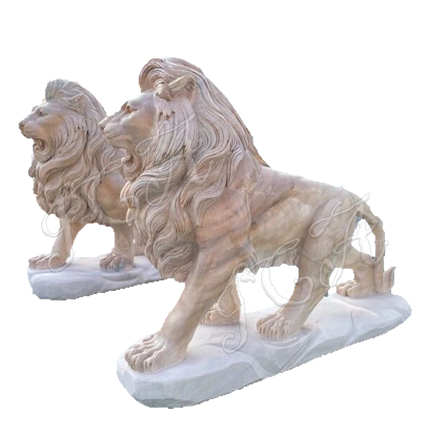Life Size Animal Statue Outdoor Garden Natural Black Stone Marble Lion Sculpture