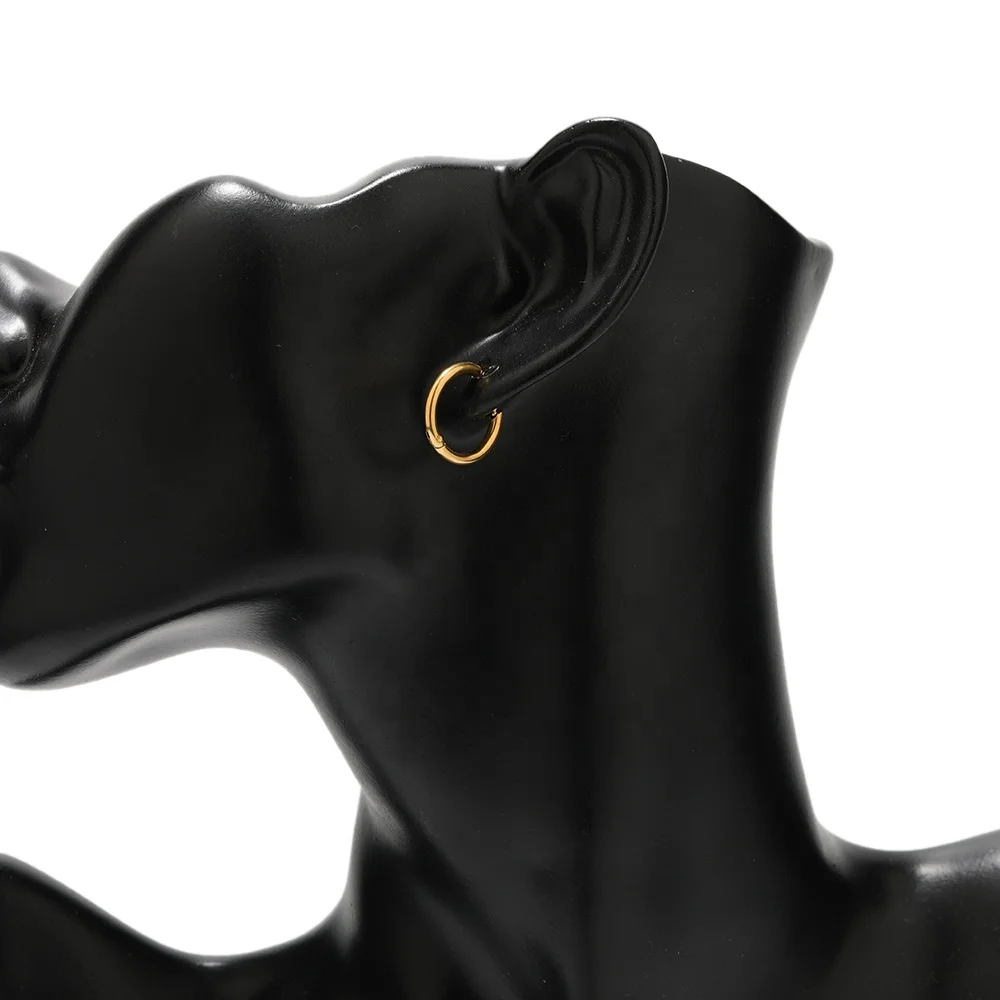 10pcs Fashion Stainless Steel Gold Color Plated Small Hoop Earrings for DIY Women Jewelry Findings Components Wholesale