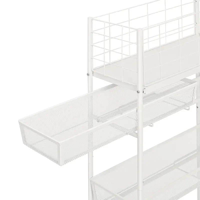 Kitchen Storage Rack Organizer Serving Cart Shelf Narrow Rolling Trolley Storage Cart 3 Tier Slim Sliding Mobile Utility Cart