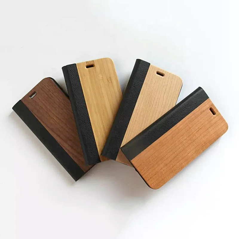 Factory Price Wood design Flip Wallet Leather Mobile Phone Cases Cover For iPhone 11 Pro Max 8 8plus XR XS MAX