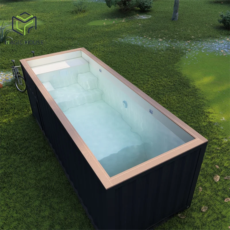 Stay Refreshed Anytime Salt Chlorinated 20ft Container Pool Lights Up Your Nights