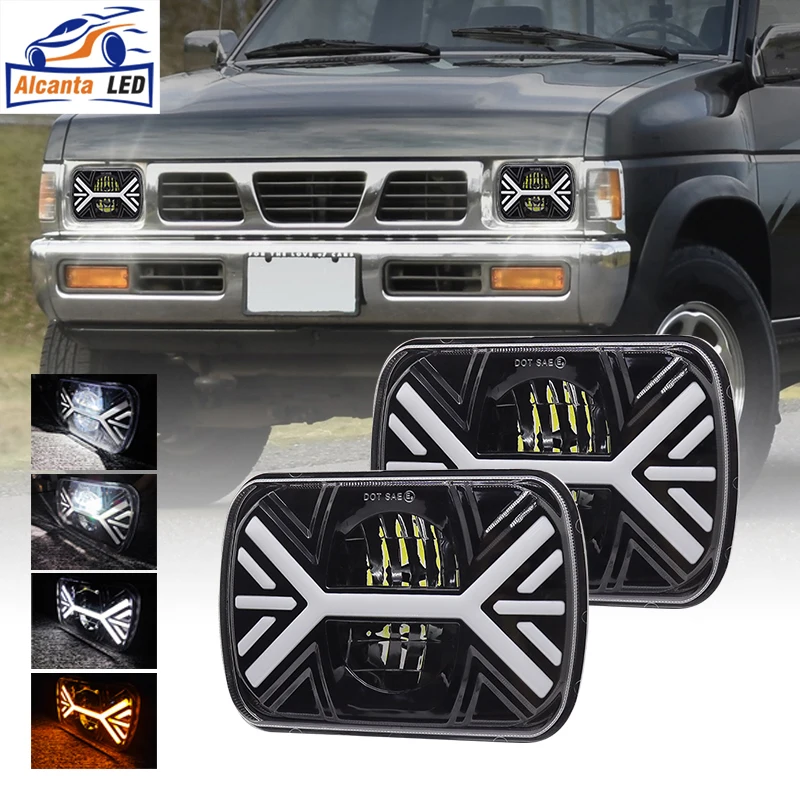5x7 LED Headlight DRL Turn Light Hi/Lo Beam Compatible with H6014 H6052 H6054 Bulb Headlamps Jeep Cherokee Wrangler XJ YJ