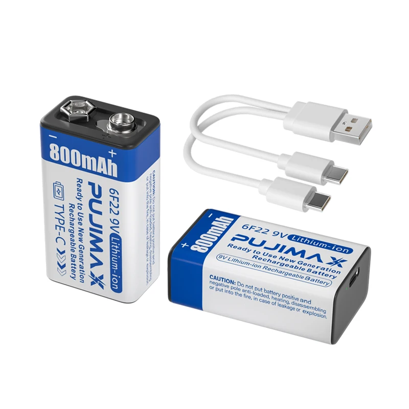 PUJIMAX оптовая продажа 1 шт. 9 В аккумуляторная батарея 800 мАч type c батарейки 9 В usb c литий-ионный аккумулятор 6f22 зарядное устройство с кабелем