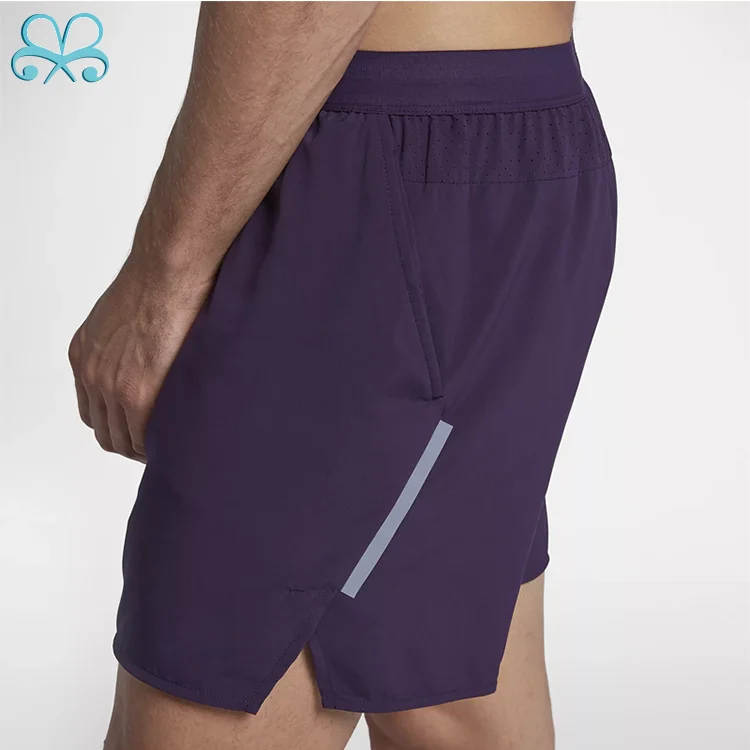 Custom Gym Shorts Lined Running laser cut mens gym spandex shorts with reflective edges and stripe
