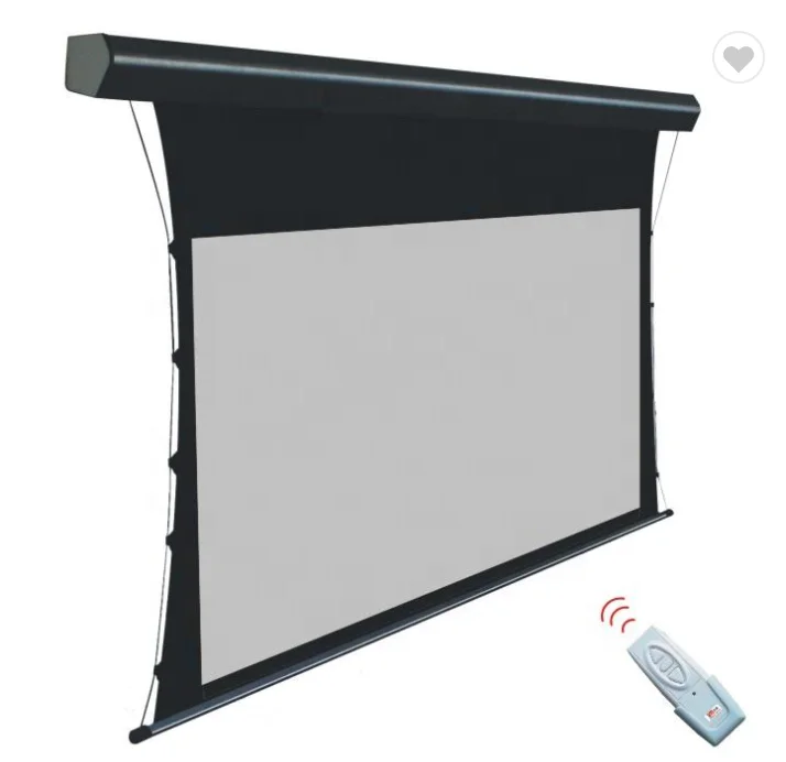 Экран для проектора с электроприводом и язычком 150 дюйма, с фронтальной белой тканью из ПВХ 4K для кинотеатра