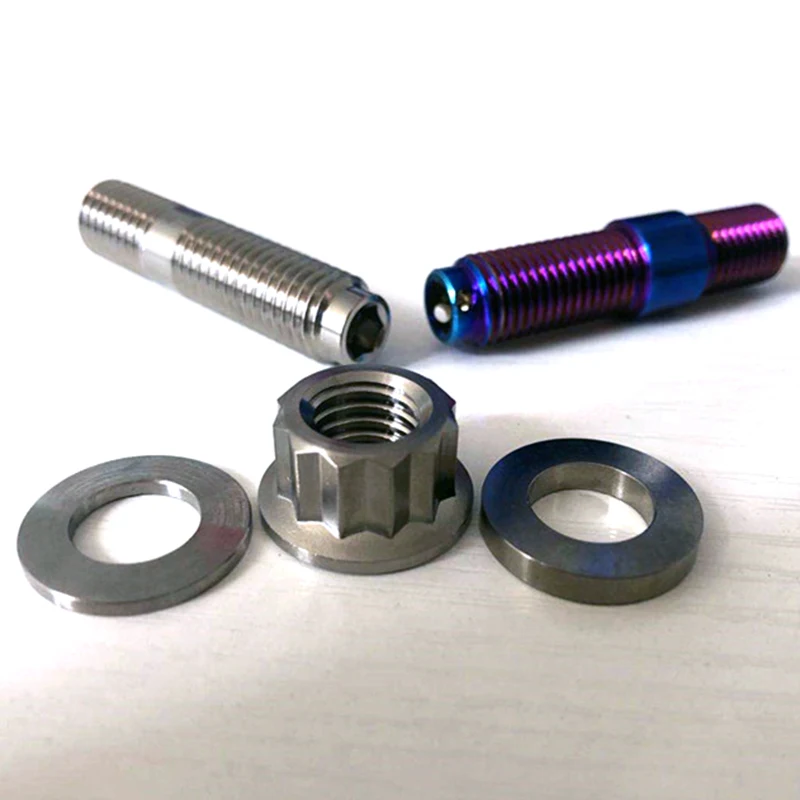Gr5 Titanium Exhaust Manifold Studs nut washer kit M10 M14 For Motorcycle