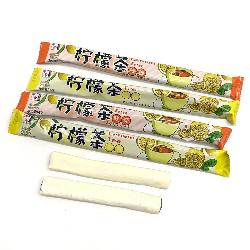 OEM lemon tea flavor sweet strong milk chewy toffee soft candy for children
