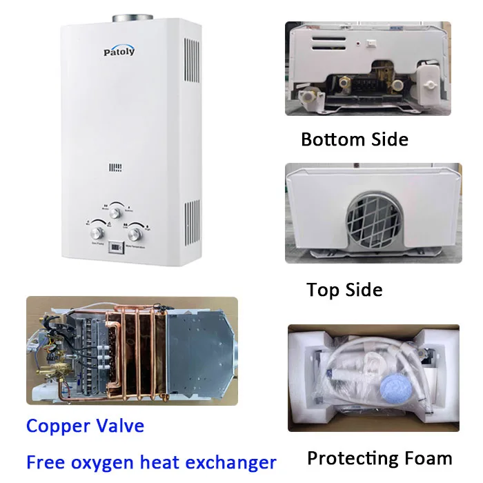 6L-20L Mini Outdoor Portable LPG GN Gas Hot Water Heater Instant Tankless White Flueless Calentador De Agua