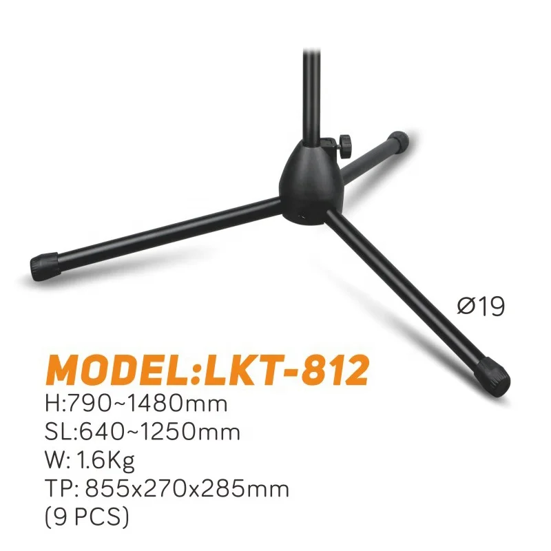 LKT-812 Professional Microphone stand flexible mic stand bracket adjustable Floor mic Tripod stand for studio microphone