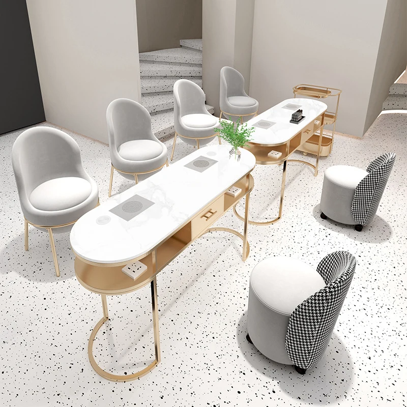 Metal Beauty Salon Workstation Nail Table Dust Collector Vent Nails Make Up Desk Nail Tech Manicure Table