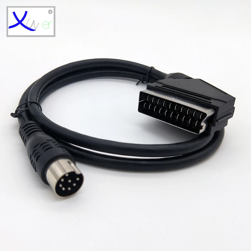 Multimedia use video cable male scart to 8pin 8 pin mini din
