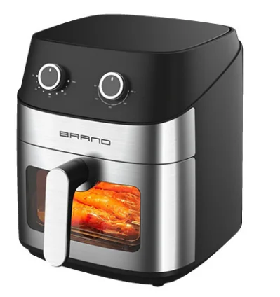 Non-stick large capacity 8 L electric air fryer  oil free double knob mechanical control air fryer with visible window