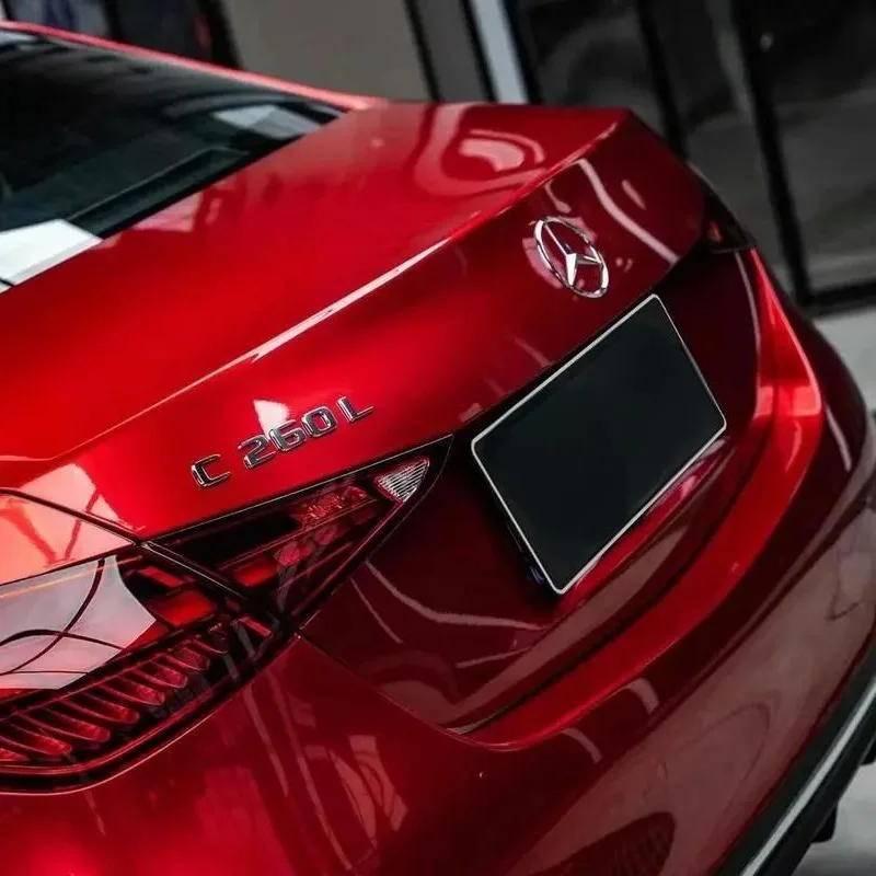 TSAUTOP 1.52*18m ROHS PET Glossy Metallic Vinyl Cherry Red Car Wrap