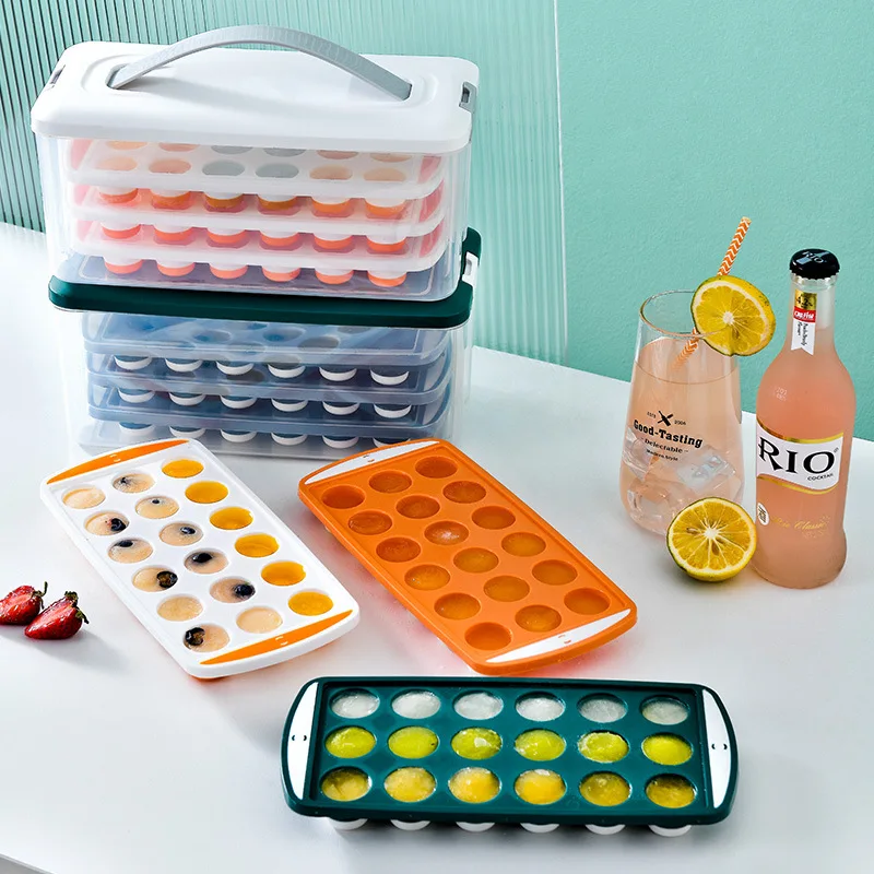 Household pressing silica gel ice cube mould ice storage box food grade ice grid maker