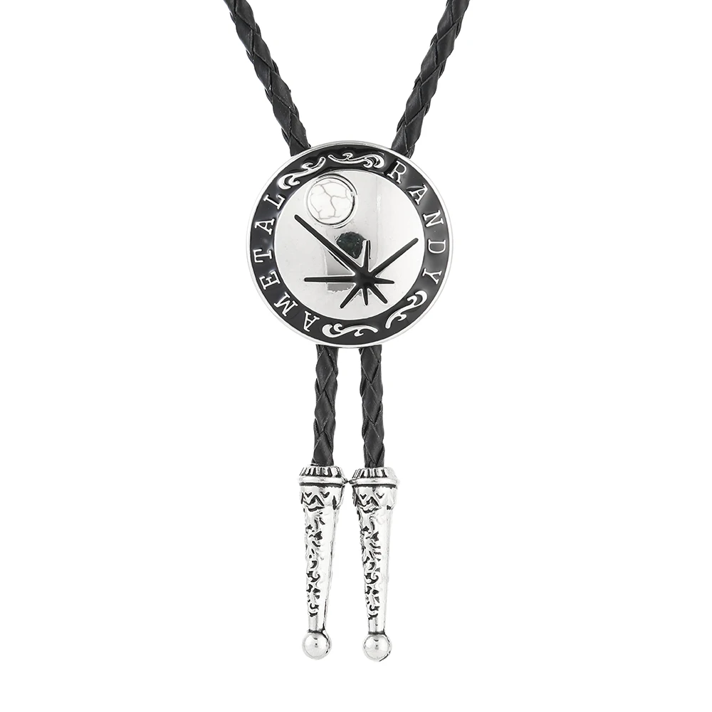 Hot Sale Metal Round Shape Small Gem Bolo Tie Western Bolo Tie Men Cowboy Bola Tie