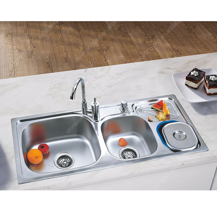 Double tank wash basin stainless steel 304 kitchen sink wash basin household dishwasher