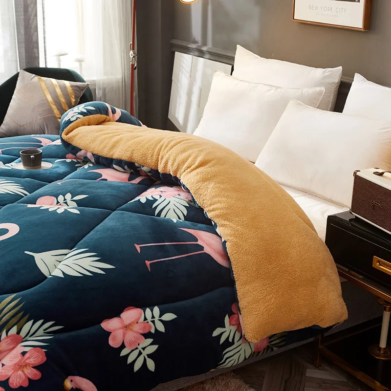 Factory direct price girl sherpa flannel edredones fleece king size bed comforter sets set