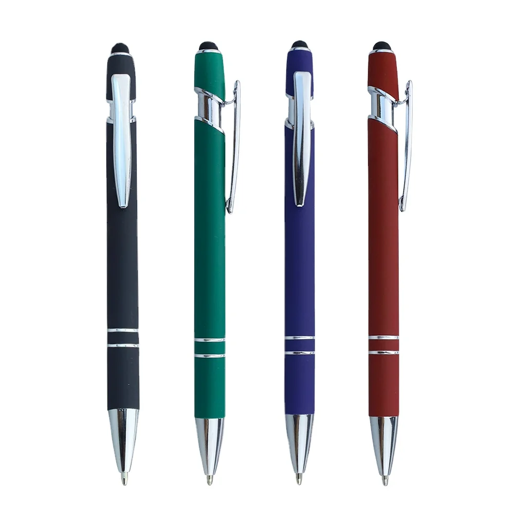 Promotional Custom 2 in 1 Capacitive Multi Function Metal Ball Pen Aluminum Screen Logo engraved Stylus Pen