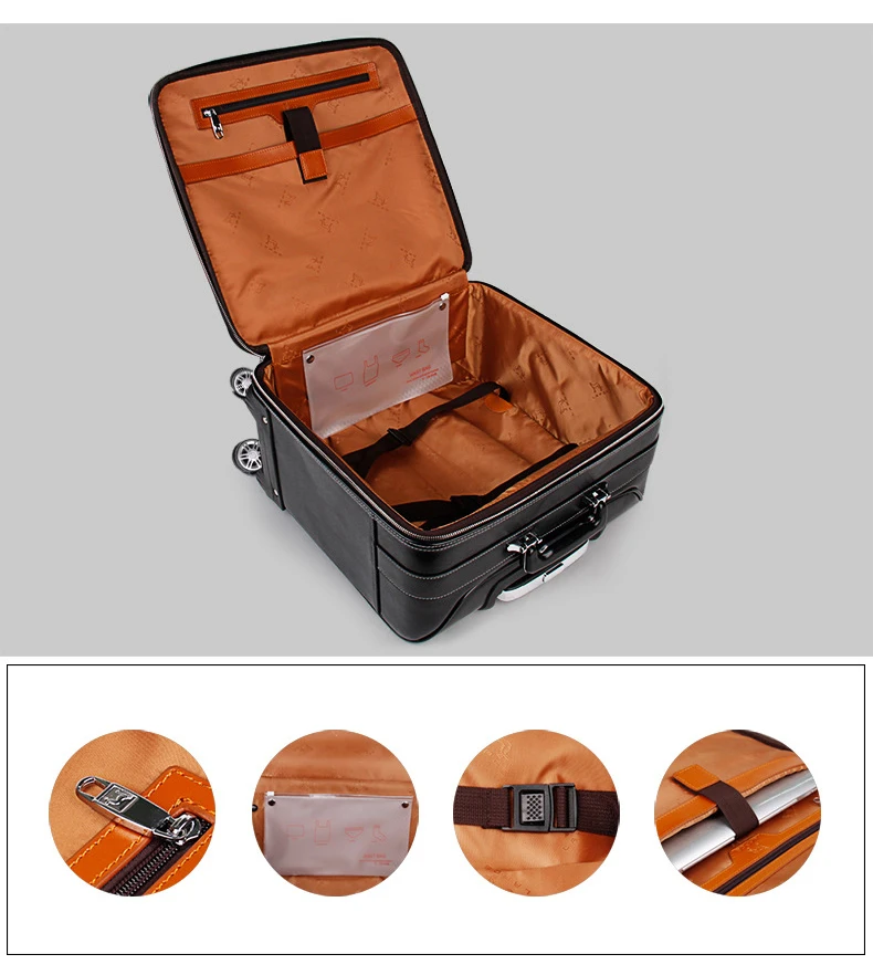 Leather Travel Suitcase Fashion Luggage Travel Bags Universal Wheels Trolley Luggage