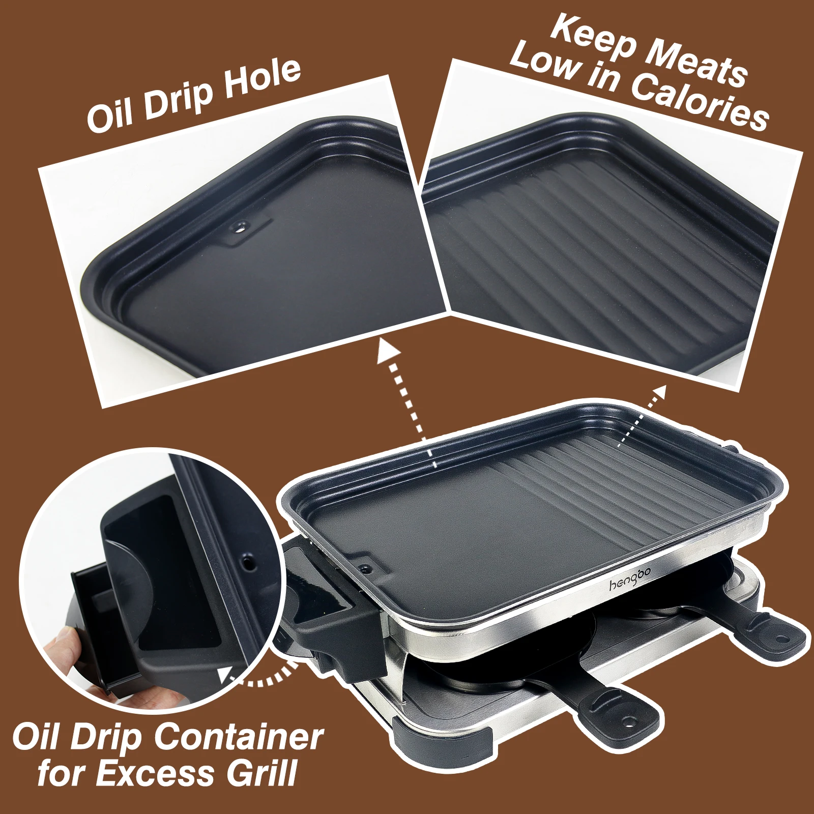 Portable iron indoor portable  electric bbq shashlik grill pan machine easily cleaned for indoor use