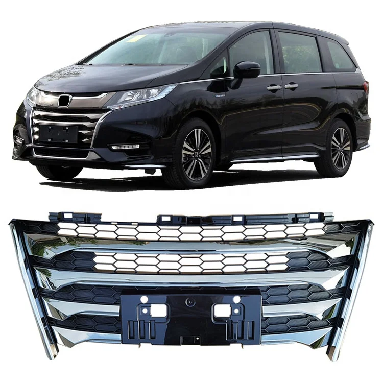Совершенно новый черный передний бампер для автомобиля, верхняя хромированная решетка для Honda ODYSSEY HYBRID 2019 2021