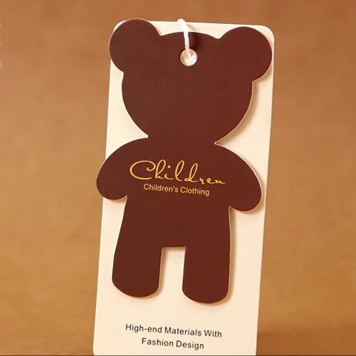 
 Оптовая продажа, персонализированный дизайн в форме медведя, печать на одежде, бумажная бирка для одежды  