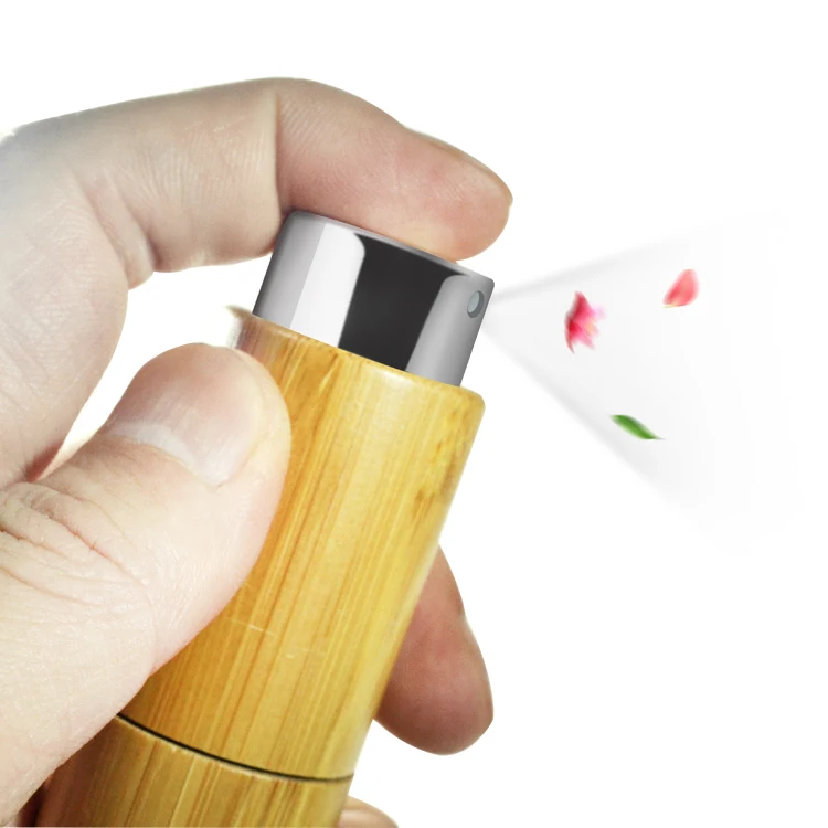 10 ml  Refillable Pocket Size Travel bamboo spray bottle atomizer  10ml glass bamboo perfume bottle