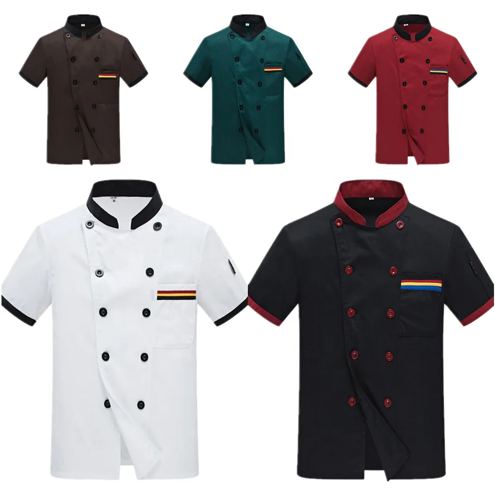 
Manufacturer Wholesale Kitchen Cookwear Set Short Sleeve Chef Cook Uniform Chef Jacket Coat 