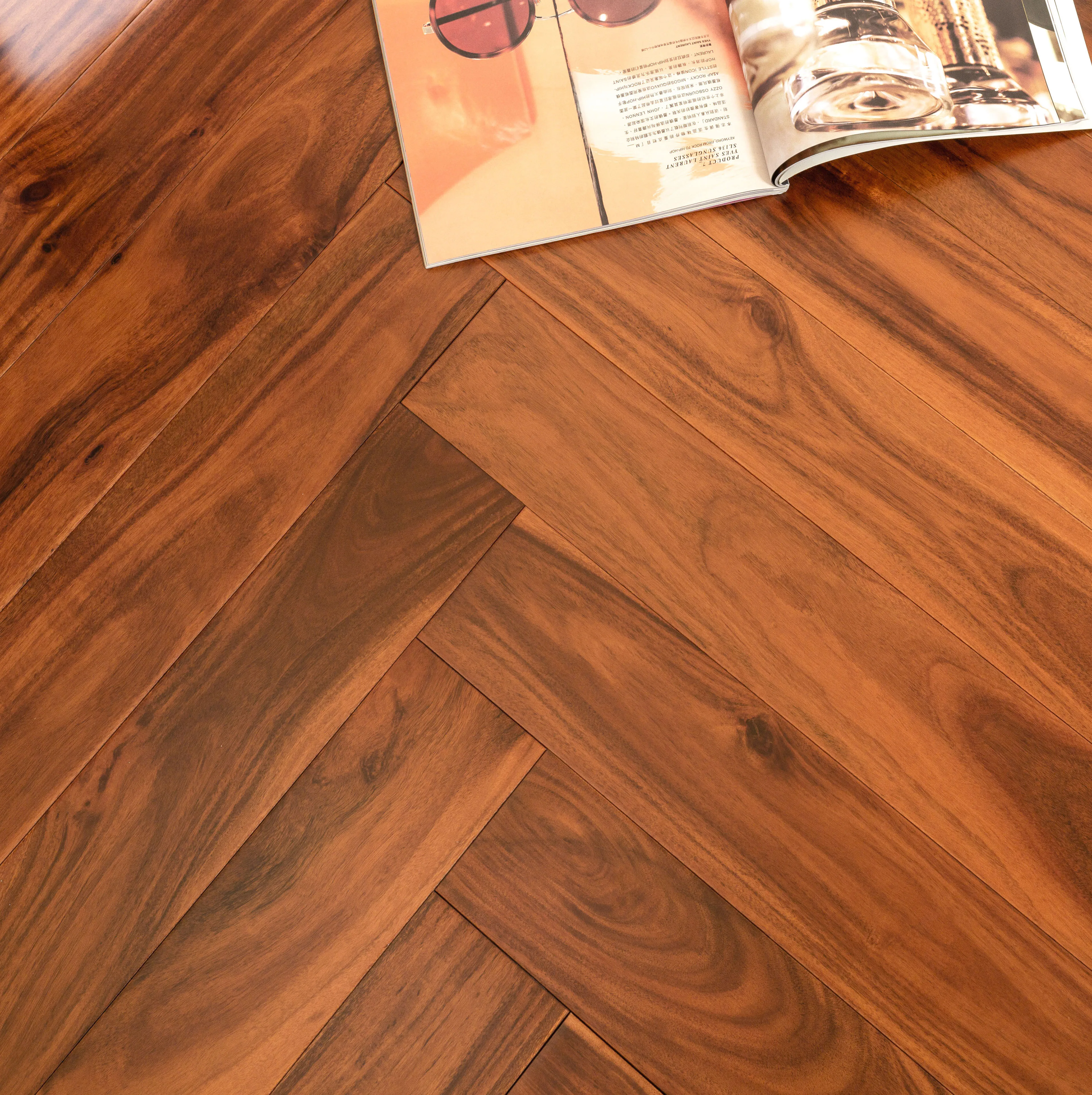 solid acacia walnut herringbone hardwood parquet flooring