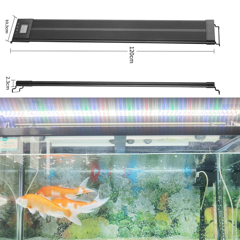 New arrival IP68 60W Timing Fish Tank Lights With extendable brackets Colorful  Fish Tank Controller With LED display